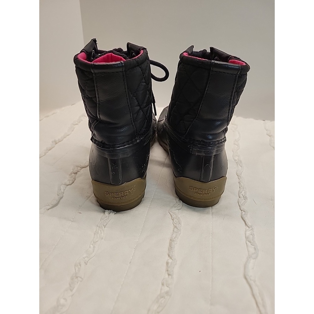 Sperry Boots Kids Size 3M Girls Port Lace Up Duck Boots Bootie Black - Picture 6 of 12